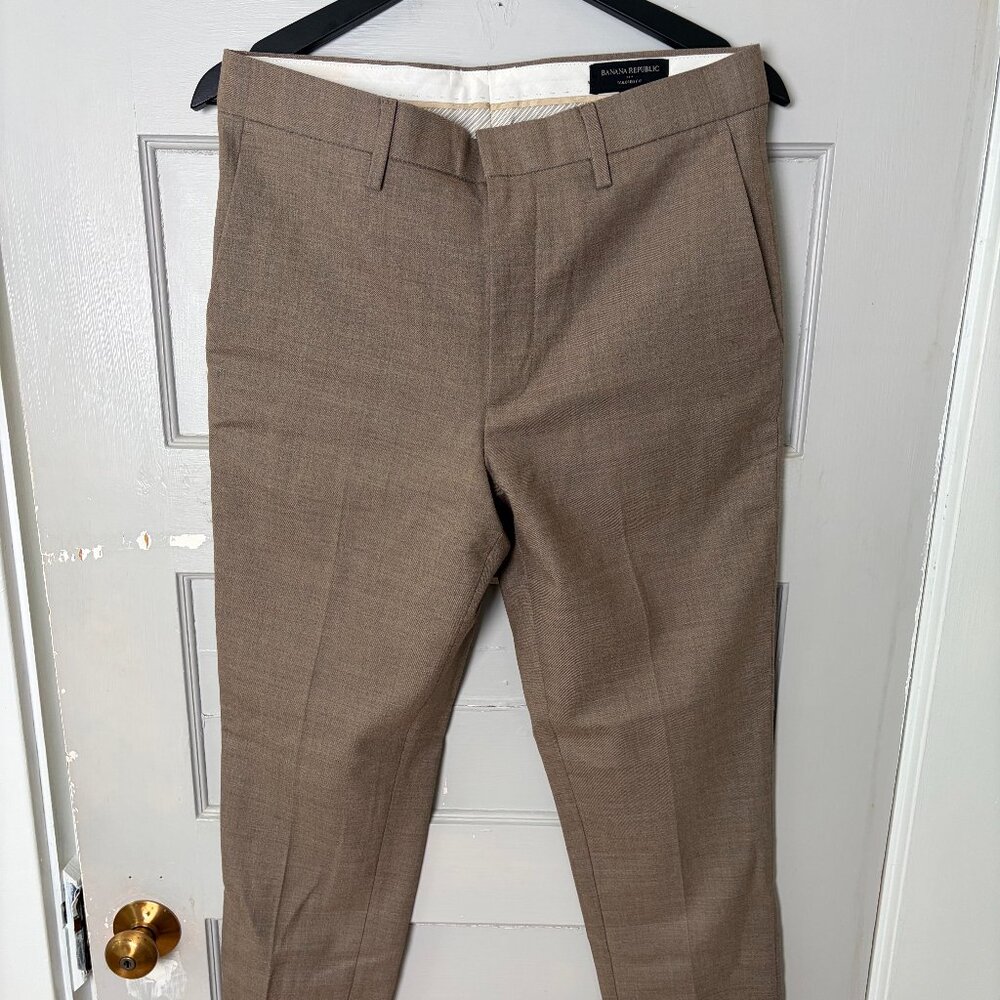 Banana Republic Mens Tan Brown Dress Pants Tailored Fit 30/32 Wool Blend